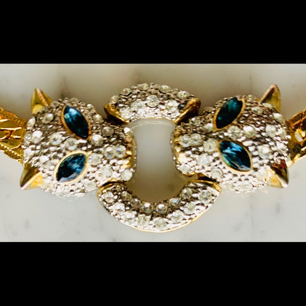 Double Head Panther/Jaguar Pave Bezel Vintage Set